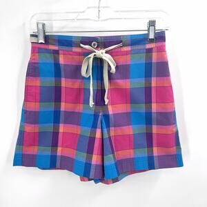 Vintage Ralph Lauren Colorful Plaid Cotton High Rise Shorts Summer Womens 2P